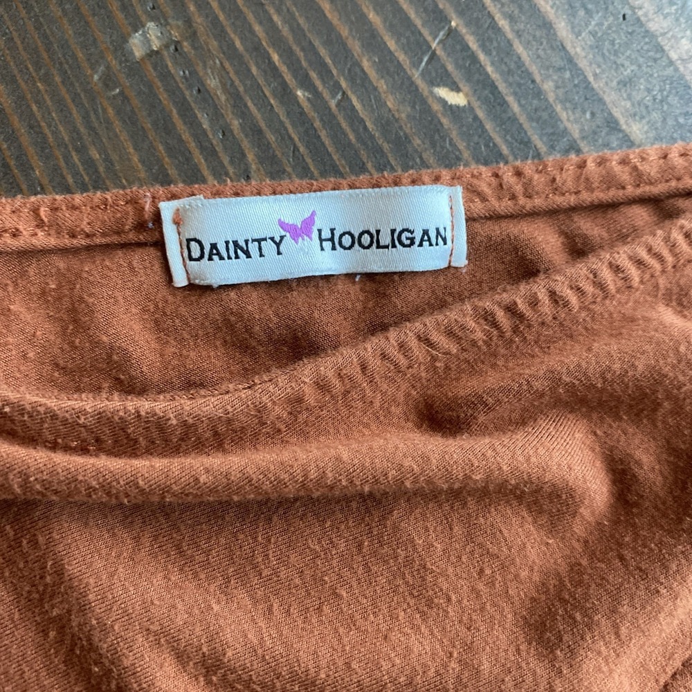 Dainty Hooligan Jumper M Rust Orange Wide Leg Pockets Fall Gardening Boho Hippie - Picture 3 of 7